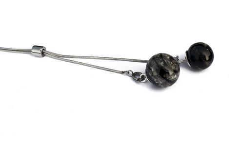 Lariat RVS ketting met 2 as in glaskralen